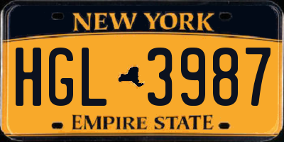NY license plate HGL3987