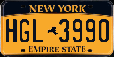 NY license plate HGL3990