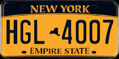 NY license plate HGL4007