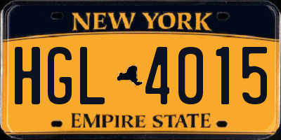 NY license plate HGL4015