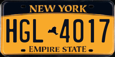 NY license plate HGL4017