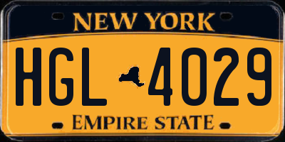 NY license plate HGL4029