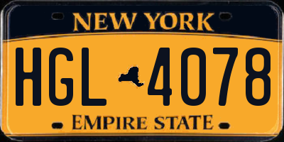 NY license plate HGL4078