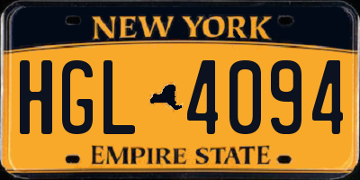 NY license plate HGL4094