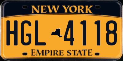 NY license plate HGL4118