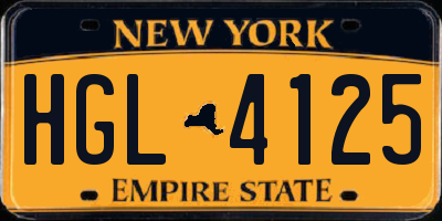 NY license plate HGL4125