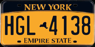 NY license plate HGL4138
