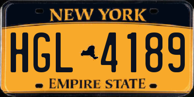 NY license plate HGL4189