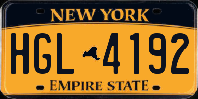 NY license plate HGL4192