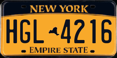 NY license plate HGL4216