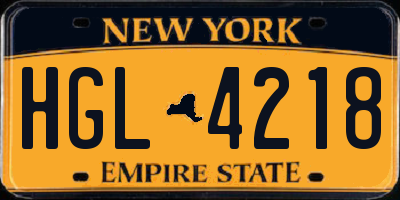 NY license plate HGL4218