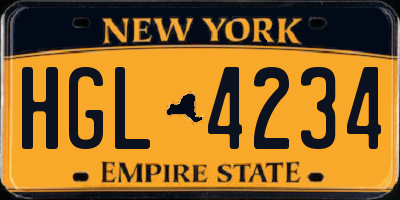 NY license plate HGL4234