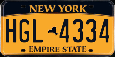 NY license plate HGL4334