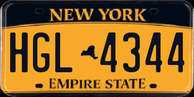NY license plate HGL4344