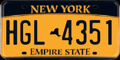 NY license plate HGL4351