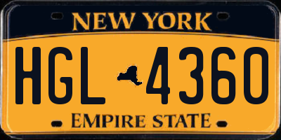 NY license plate HGL4360