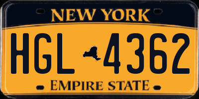 NY license plate HGL4362