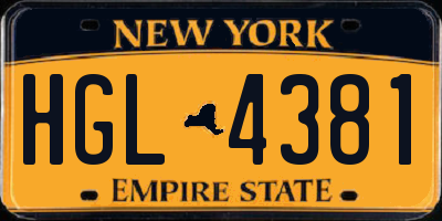 NY license plate HGL4381
