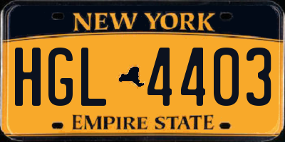 NY license plate HGL4403