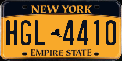 NY license plate HGL4410