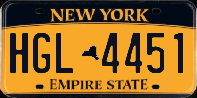 NY license plate HGL4451