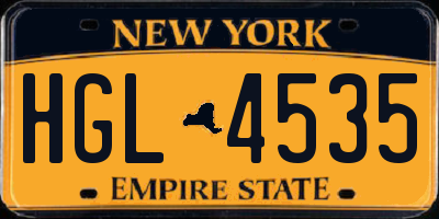 NY license plate HGL4535