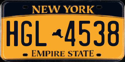 NY license plate HGL4538