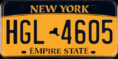 NY license plate HGL4605