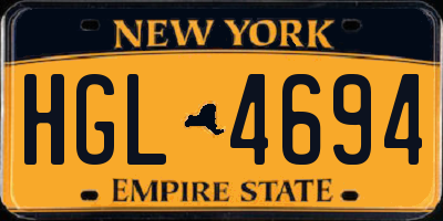 NY license plate HGL4694
