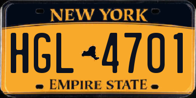 NY license plate HGL4701