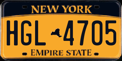 NY license plate HGL4705