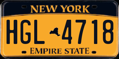 NY license plate HGL4718