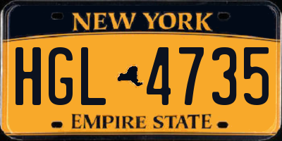 NY license plate HGL4735