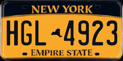 NY license plate HGL4923