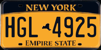 NY license plate HGL4925
