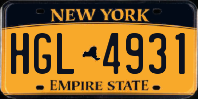 NY license plate HGL4931