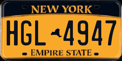 NY license plate HGL4947