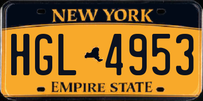 NY license plate HGL4953