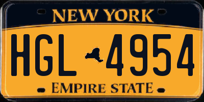 NY license plate HGL4954