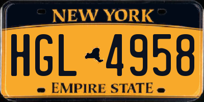 NY license plate HGL4958