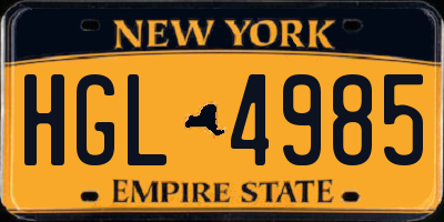 NY license plate HGL4985
