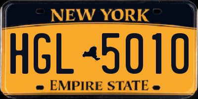 NY license plate HGL5010