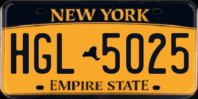NY license plate HGL5025