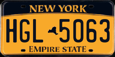 NY license plate HGL5063