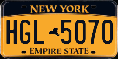 NY license plate HGL5070