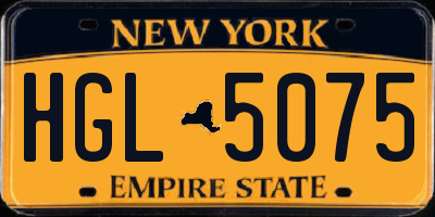 NY license plate HGL5075