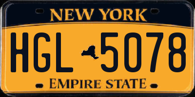 NY license plate HGL5078