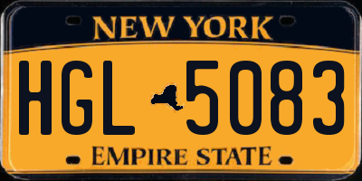 NY license plate HGL5083