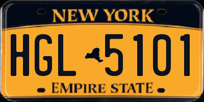 NY license plate HGL5101