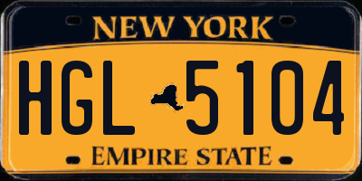 NY license plate HGL5104